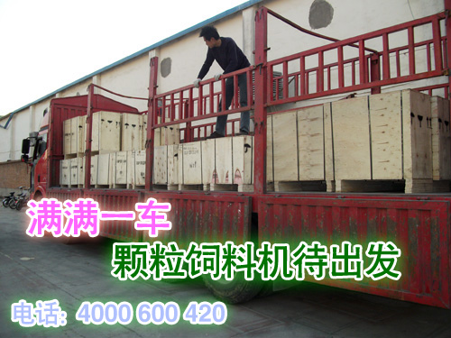 小型家用顆粒飼料機已經裝(zhuāng)車完畢準備發(fā)貨