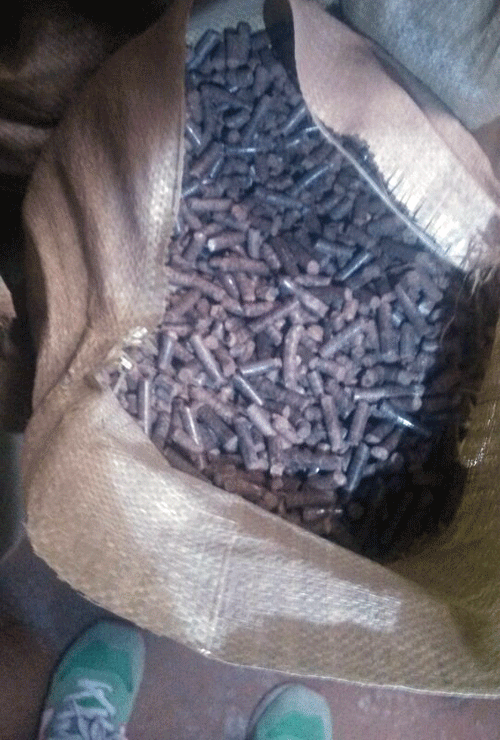 客戶加工好的成品木屑顆粒機