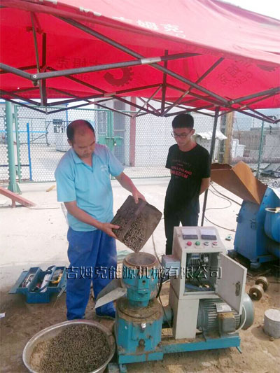 山西客戶現場(chǎng)試(shì)機(jī)糖心影视200型木(mù)屑顆粒機